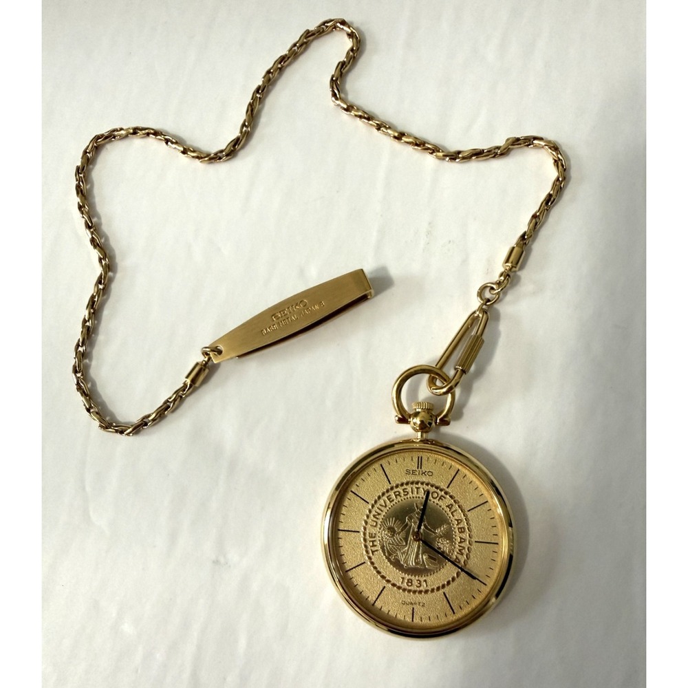 Seiko Quartz Pocket Watch 5Y30-0A19 RO University of Alabama ~ Never Carried